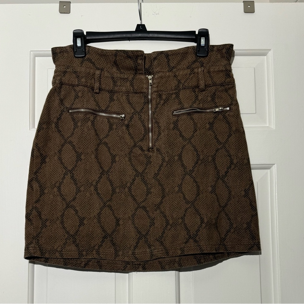 Black and Brown Snake Skin Mini Skirt